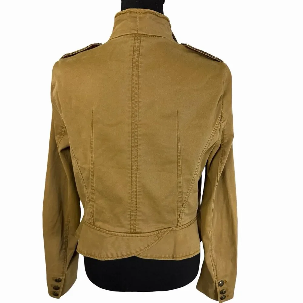 Free People Military Cropped Shrunken Officer Jacket Medium Epaulette Festival